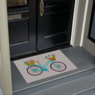 Vibrant color illustrated bicycle doormat