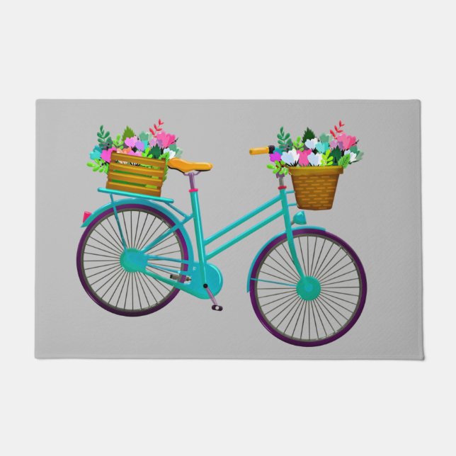 Vibrant color illustrated bicycle doormat (Front)