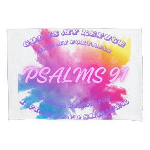 Vibrant Color splashes Psalm 91 Pillowcase