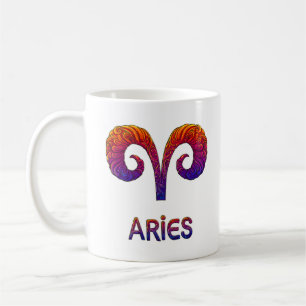 Vibrant Colorful Aries Zodiac Sign Astrology Coffe Coffee Mug