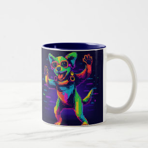 Vibrant Colorful Dog Art, For Dog Lovers Featuring Two-Tone Coffee Mug
