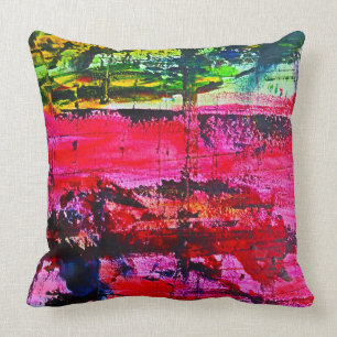 Vibrant Colorful Modern contemporary abstract art Cushion