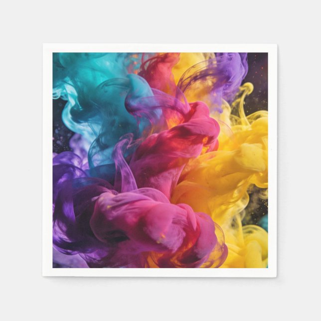 Vibrant colorful smoke swirling in dynamic abstrac napkin (Front)