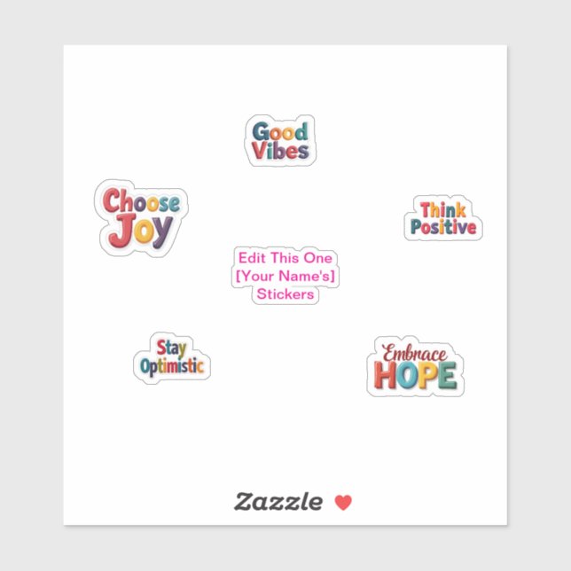 Vibrant Colour 3-D Positivity Stickers (Sheet)