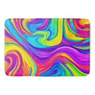 Vibrant Colour Background: Cartoon Splash Art Bath Mat