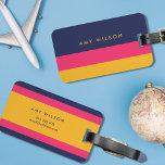 Vibrant Colour Block Blue, Pink and Yellow Luggage Tag<br><div class="desc">Modern and stylish colour block luggage tag in bold vibrant blue, pink and yellow. Personalise this tag with your information and for more options such as to change the font and it's size click the "Customise it" button. *Please note that the Zazzle Watermark that appears in the zoom preview will...</div>