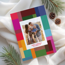 Vibrant Colour Block Geometric Photo Christmas