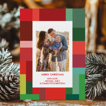 Vibrant Colour Block Geometric Photo Christmas