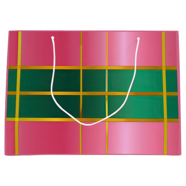 Vibrant Colour Block Pink & Green  Large Gift Bag (Front)