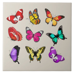 Vibrant colour Butterflies Ceramic Tile