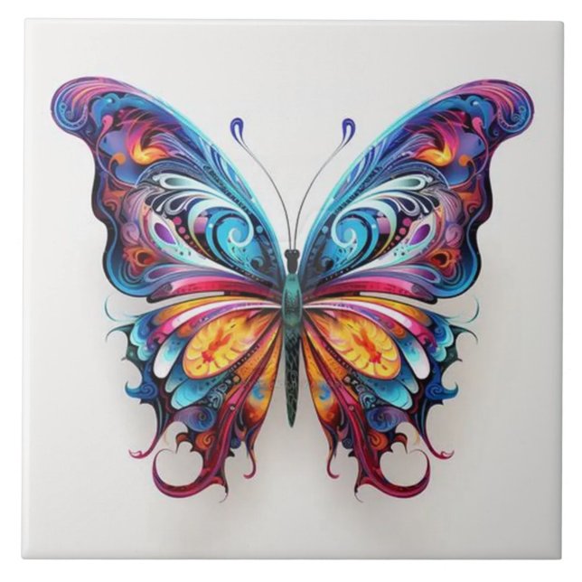 vibrant colour butterfly ceramic tile (Front)