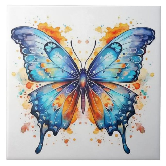 vibrant colour butterfly ceramic tile (Front)