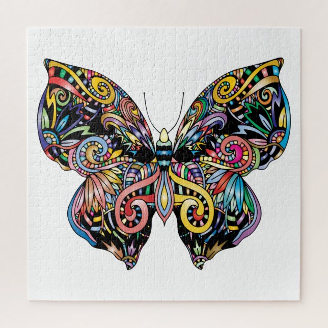 Vibrant colour butterfly drawing jigsaw puzzle (Vertical)