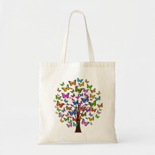 Vibrant colour butterfly tree tote bag