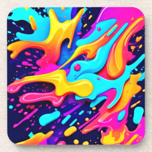 Vibrant Colour Chaos Art Coaster