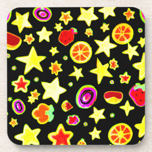 Vibrant Colour Explosion Fruits Star Pattern Coaster