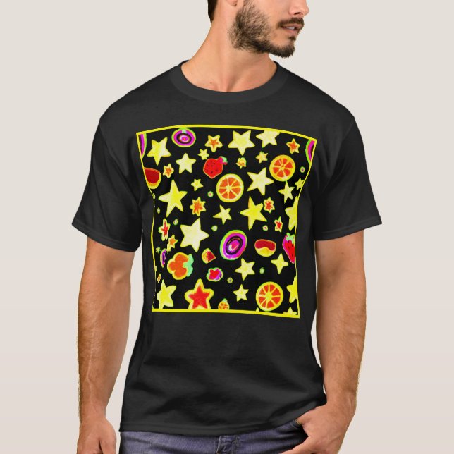 Vibrant Colour Explosion Star Pattern T-Shirt (Front)