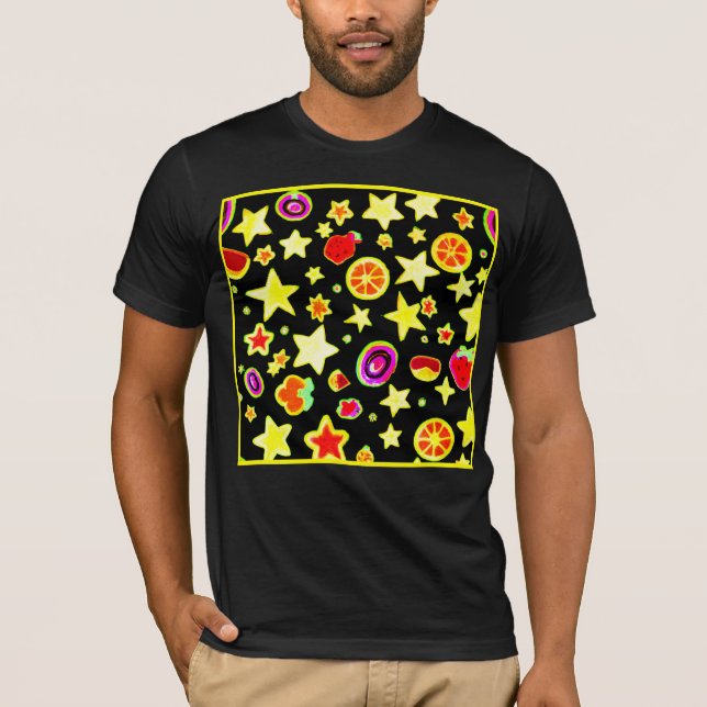Vibrant Colour Explosion Star Pattern T-Shirt (Front)