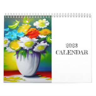 Vibrant Colour Flowers Painting Calendar