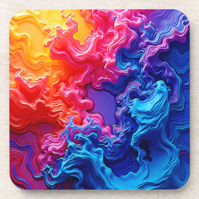 Vibrant Colour Fusion Art Coaster (Front)