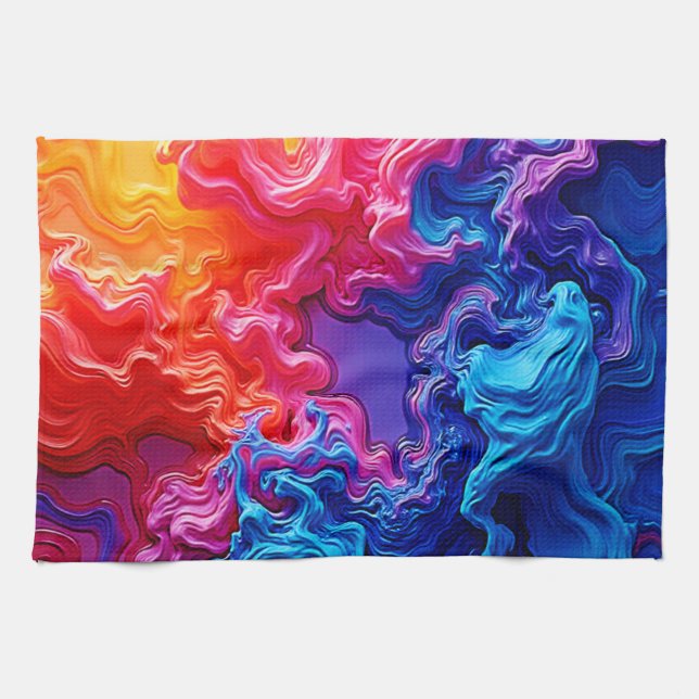 Vibrant Colour Fusion Art Tea Towel (Horizontal)