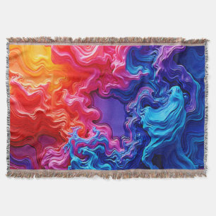 Vibrant Colour Fusion Art Throw Blanket
