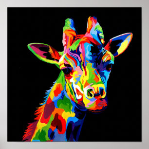 Vibrant colour Giraffe Poster