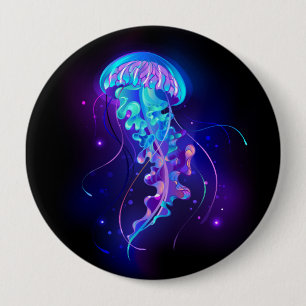 Vibrant Colour Glowing Jellyfish 10 Cm Round Badge