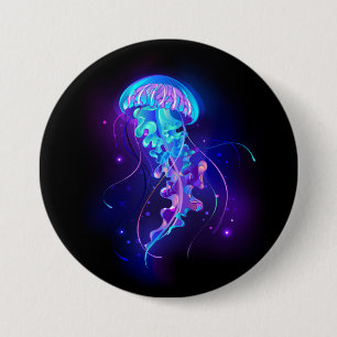 Vibrant Colour Glowing Jellyfish 7.5 Cm Round Badge