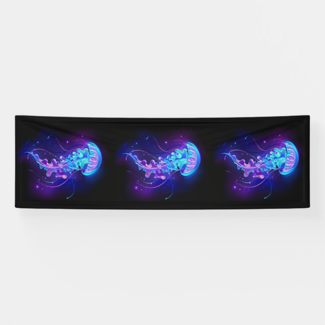 Vibrant Colour Glowing Jellyfish Banner (Horizontal)