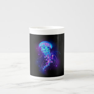 Vibrant Colour Glowing Jellyfish Bone China Mug
