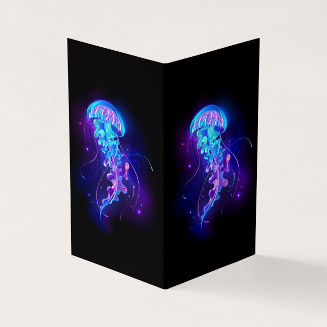 Vibrant Colour Glowing Jellyfish Business Card (Outside)