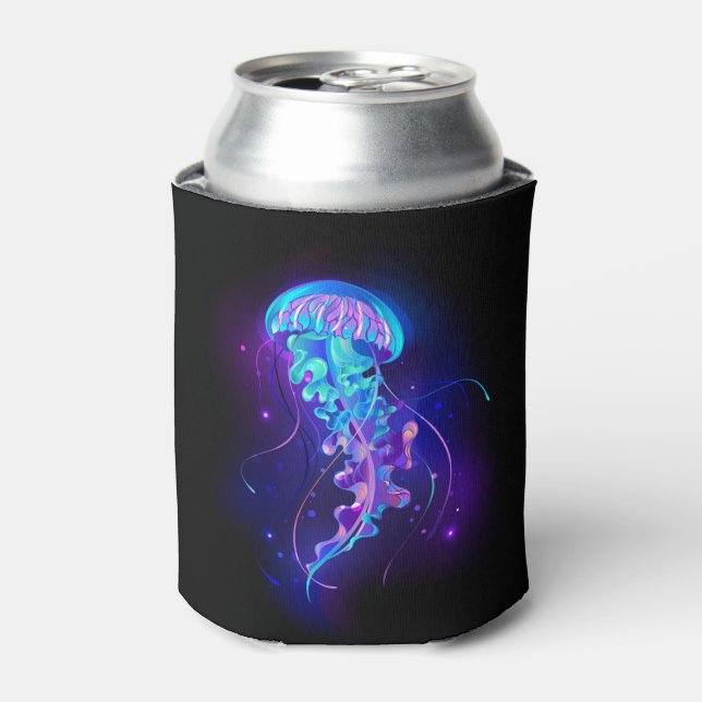 Vibrant Colour Glowing Jellyfish Can Cooler (Can Front)