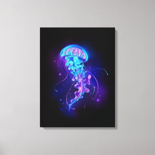 Vibrant Colour Glowing Jellyfish Canvas Print
