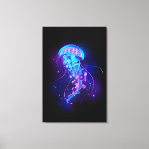 Vibrant Colour Glowing Jellyfish Canvas Print