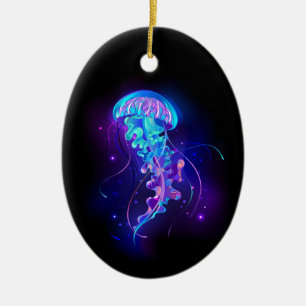 Vibrant Colour Glowing Jellyfish Ceramic Ornament