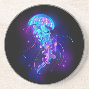 Vibrant Colour Glowing Jellyfish Coaster