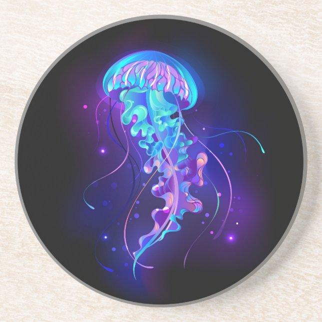 Vibrant Colour Glowing Jellyfish Coaster (Front)