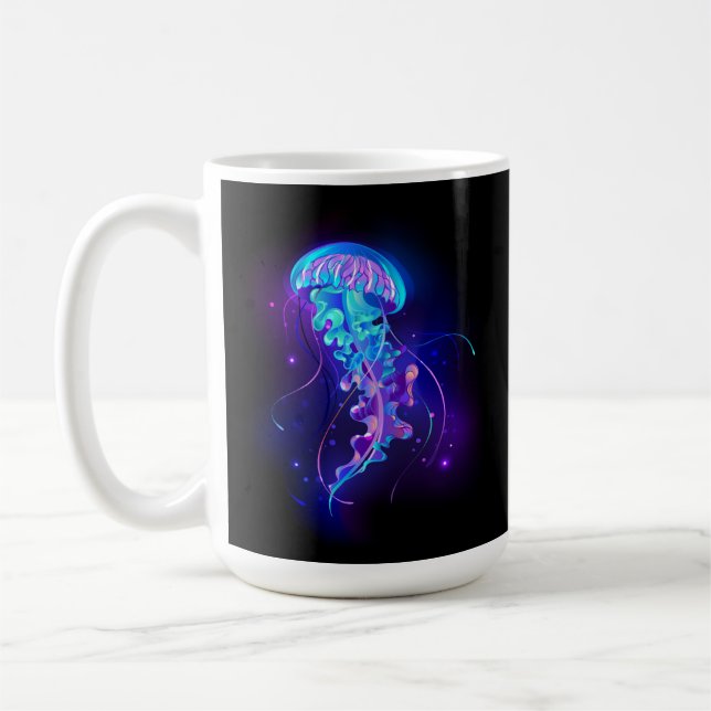 Vibrant Colour Glowing Jellyfish Coffee Mug (Left)