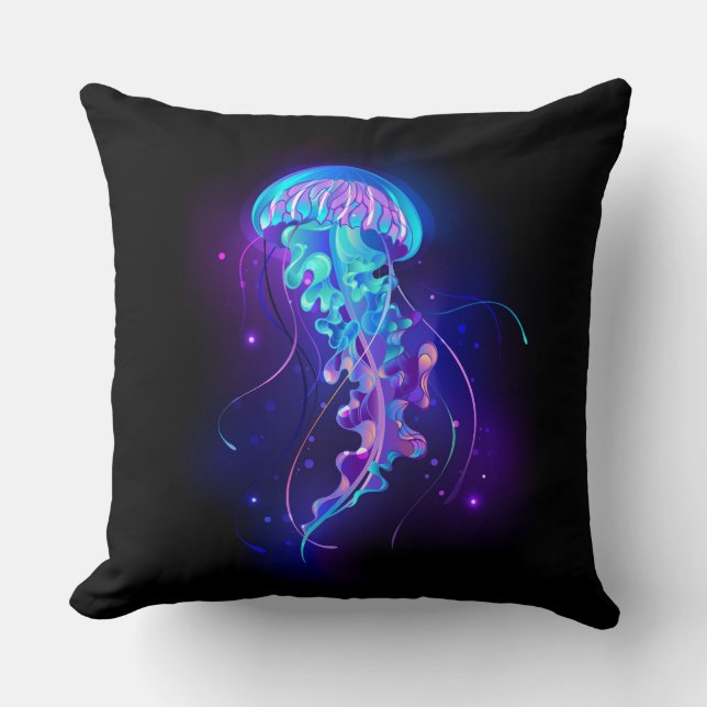 Vibrant Colour Glowing Jellyfish Cushion (Front)