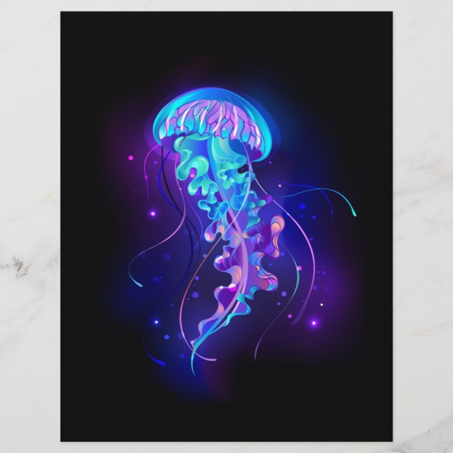 Vibrant Colour Glowing Jellyfish Custom Letterhead (Front)