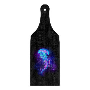 Vibrant Colour Glowing Jellyfish Cutting Board