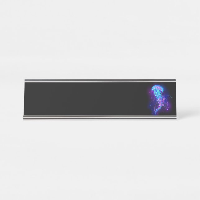 Vibrant Colour Glowing Jellyfish Desk Name Plate (Front)