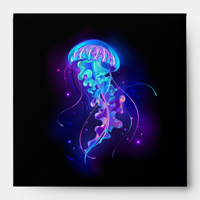 Vibrant Colour Glowing Jellyfish Envelope (Front)