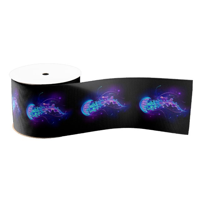 Vibrant Colour Glowing Jellyfish Grosgrain Ribbon (Spool)