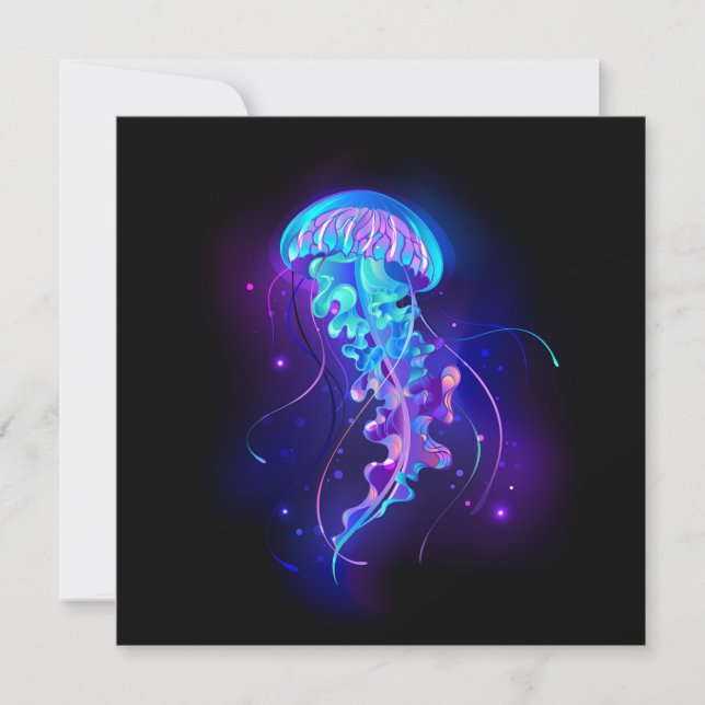 Vibrant Colour Glowing Jellyfish Holiday Card (Front)