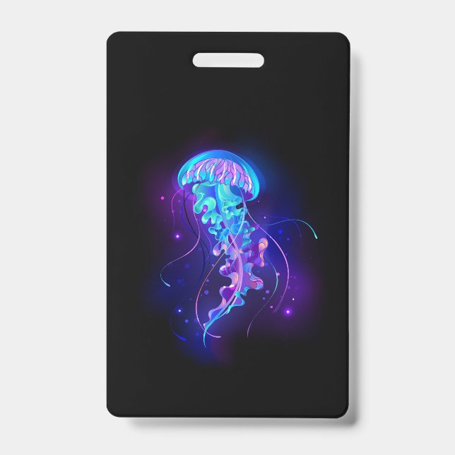 Vibrant Colour Glowing Jellyfish ID Badge (Front)