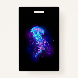 Vibrant Colour Glowing Jellyfish ID Badge