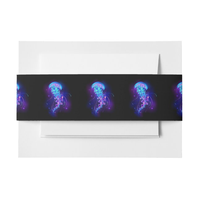 Vibrant Colour Glowing Jellyfish Invitation Belly Band (Front Example)