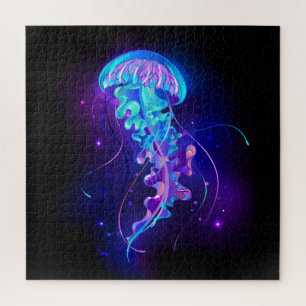 Vibrant Colour Glowing Jellyfish Jigsaw Puzzle